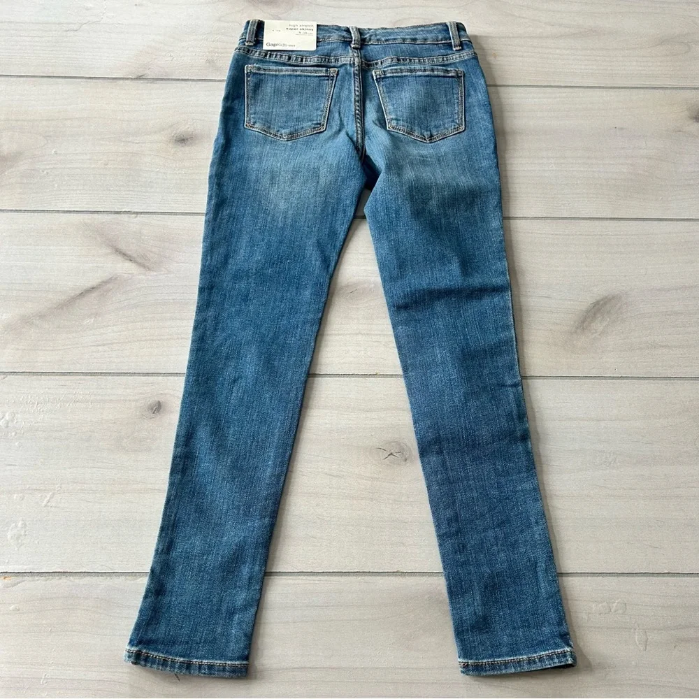 NWT Gap Kids High Stretch Super Skinny Adjustable Waist Denim Patchwork Jeans